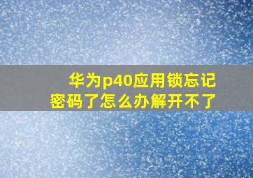 华为p40应用锁忘记密码了怎么办解开不了