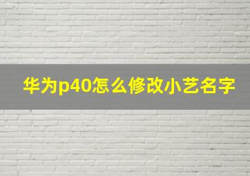 华为p40怎么修改小艺名字