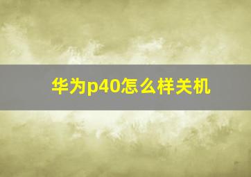 华为p40怎么样关机