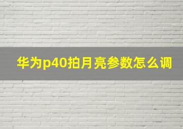 华为p40拍月亮参数怎么调