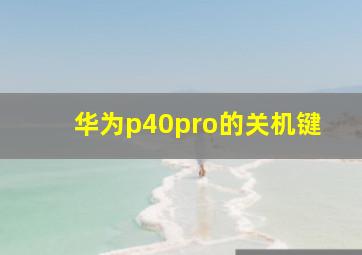 华为p40pro的关机键