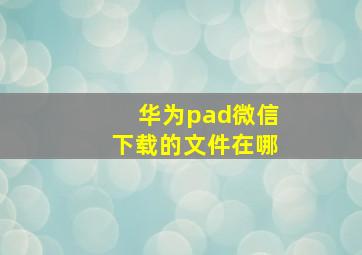 华为pad微信下载的文件在哪