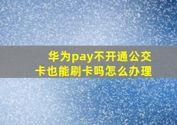 华为pay不开通公交卡也能刷卡吗怎么办理