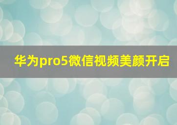 华为pro5微信视频美颜开启