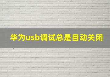 华为usb调试总是自动关闭