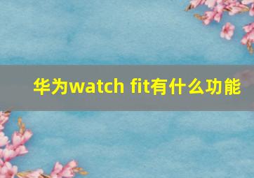 华为watch fit有什么功能