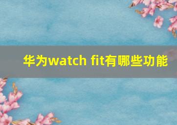 华为watch fit有哪些功能