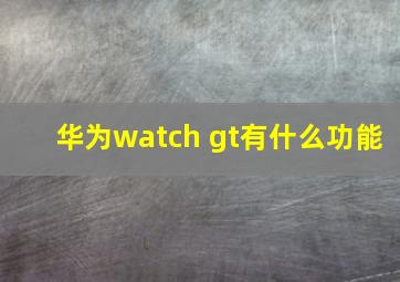 华为watch gt有什么功能