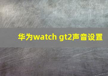 华为watch gt2声音设置