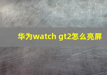 华为watch gt2怎么亮屏