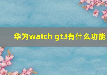 华为watch gt3有什么功能