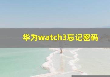 华为watch3忘记密码