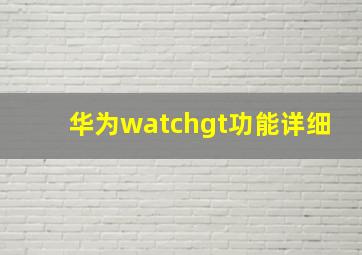 华为watchgt功能详细