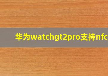 华为watchgt2pro支持nfc吗