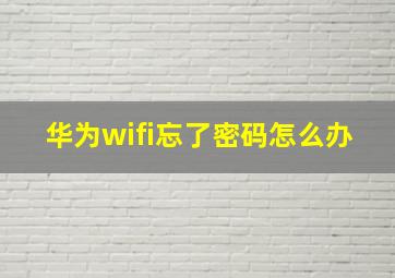 华为wifi忘了密码怎么办