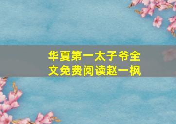 华夏第一太子爷全文免费阅读赵一枫