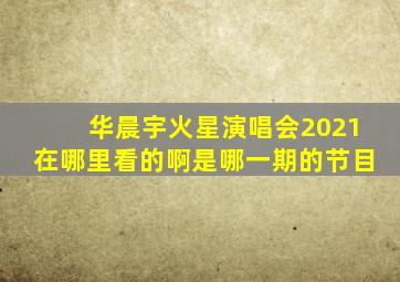 华晨宇火星演唱会2021在哪里看的啊是哪一期的节目