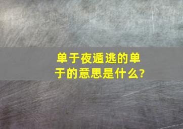 单于夜遁逃的单于的意思是什么?