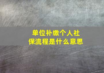 单位补缴个人社保流程是什么意思