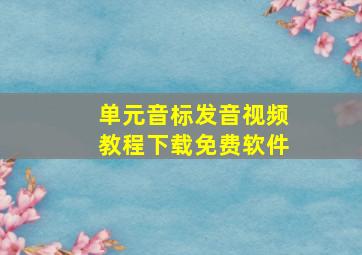 单元音标发音视频教程下载免费软件