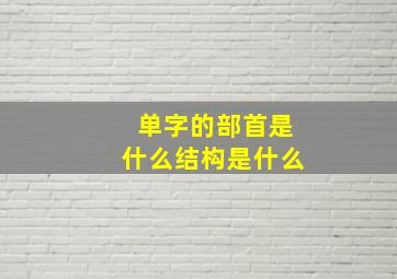 单字的部首是什么结构是什么