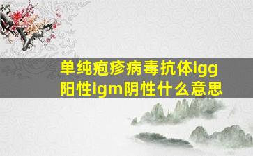 单纯疱疹病毒抗体igg阳性igm阴性什么意思