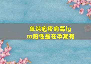 单纯疱疹病毒lgm阳性是在孕期有