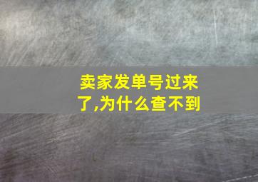 卖家发单号过来了,为什么查不到