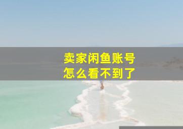 卖家闲鱼账号怎么看不到了