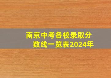 南京中考各校录取分数线一览表2024年