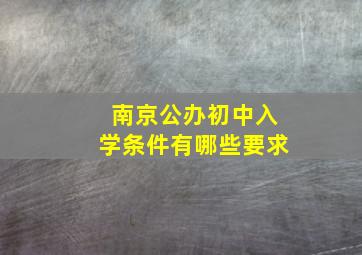 南京公办初中入学条件有哪些要求