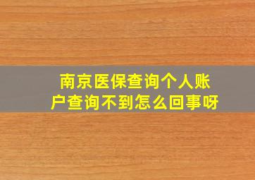 南京医保查询个人账户查询不到怎么回事呀