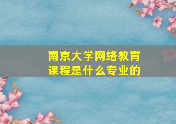 南京大学网络教育课程是什么专业的