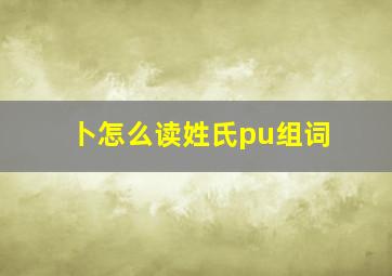 卜怎么读姓氏pu组词