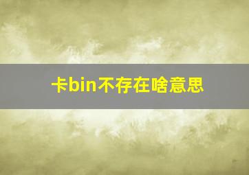 卡bin不存在啥意思