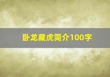 卧龙藏虎简介100字