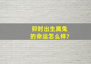 卯时出生属兔的命运怎么样?