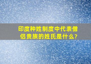 印度种姓制度中代表僧侣贵族的姓氏是什么?