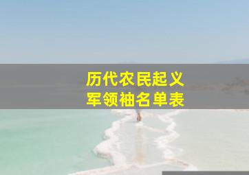 历代农民起义军领袖名单表