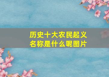 历史十大农民起义名称是什么呢图片