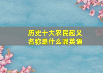 历史十大农民起义名称是什么呢英语