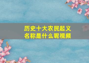 历史十大农民起义名称是什么呢视频