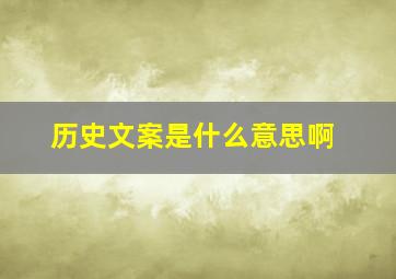 历史文案是什么意思啊