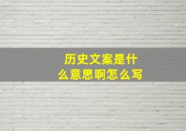 历史文案是什么意思啊怎么写