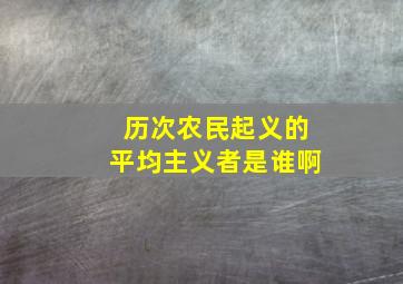 历次农民起义的平均主义者是谁啊