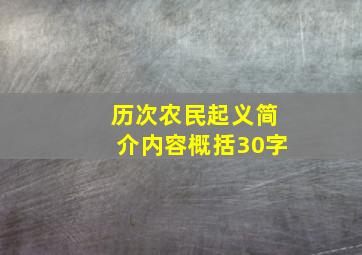 历次农民起义简介内容概括30字