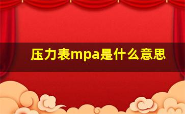 压力表mpa是什么意思