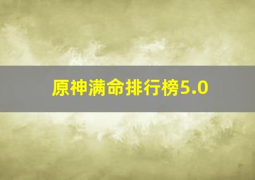 原神满命排行榜5.0