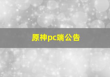 原神pc端公告