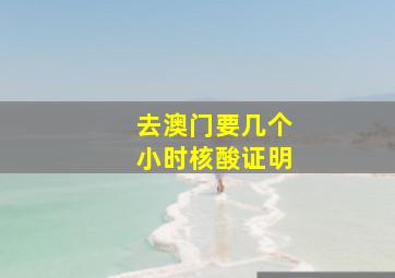 去澳门要几个小时核酸证明